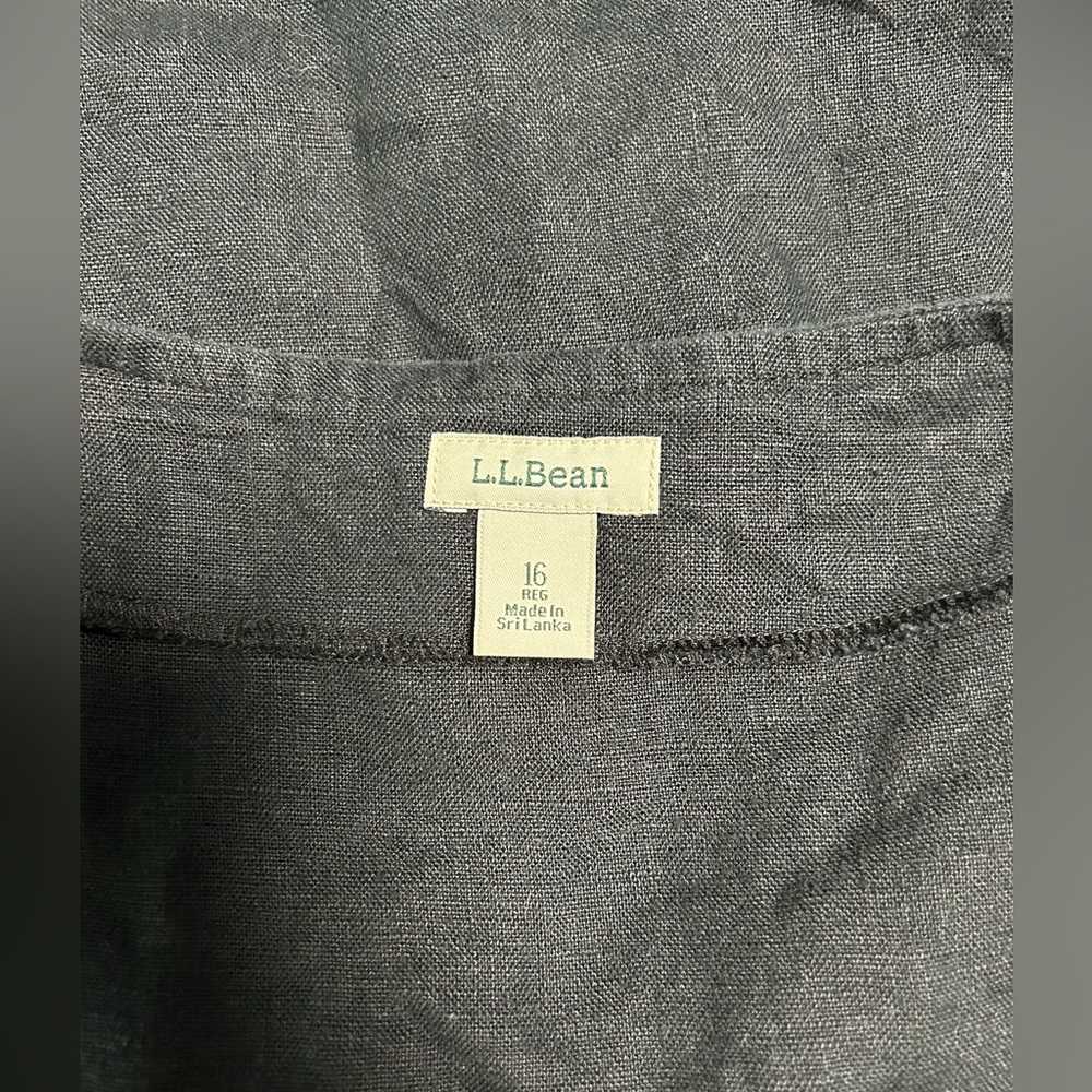 LL BEAN 100% Linen Black Pintuck Sleeveless Button Dress, Size 16 - Picture 4 of 6
